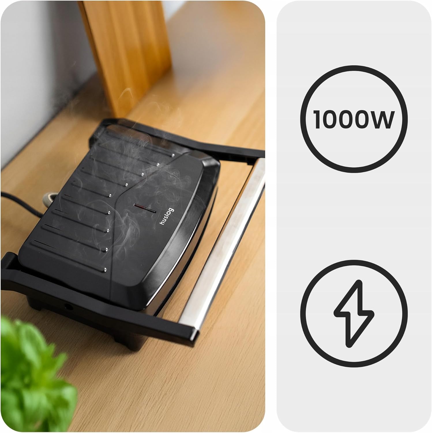 Grill panini - format compact 28x22,5x8,8cm - 1000W, inox, antiadhésif