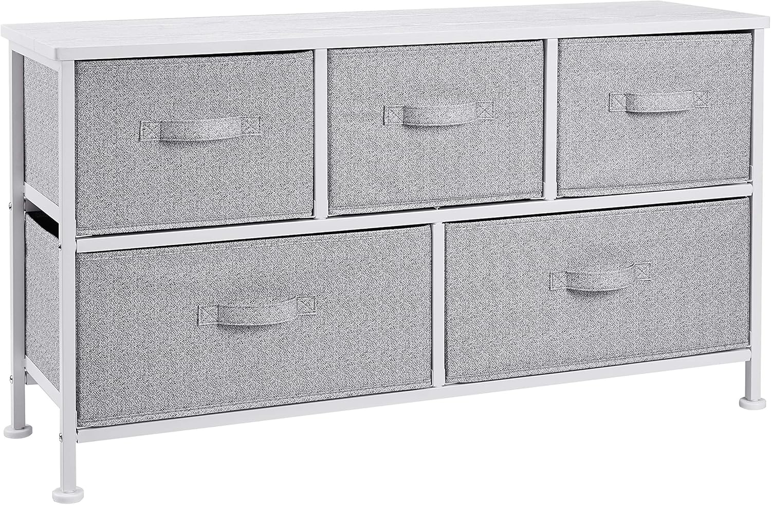 Amazon Basics - commode extra large - 5 tiroirs tissu, blanc, idéale armoire