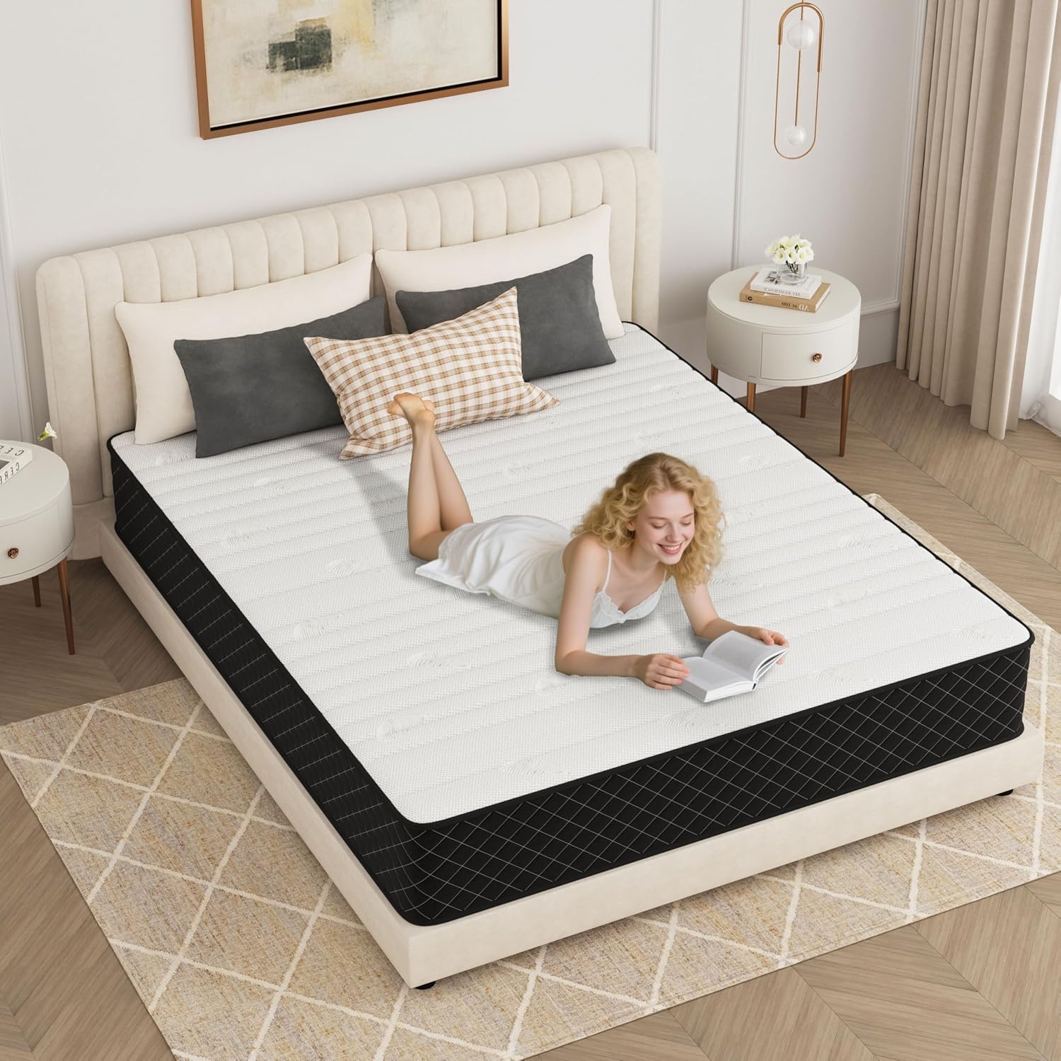 PurrJoys - matelas 160x200 cm - ressorts ensachés, 7 zones, 25 cm, H3/H4, Oeko-TEX