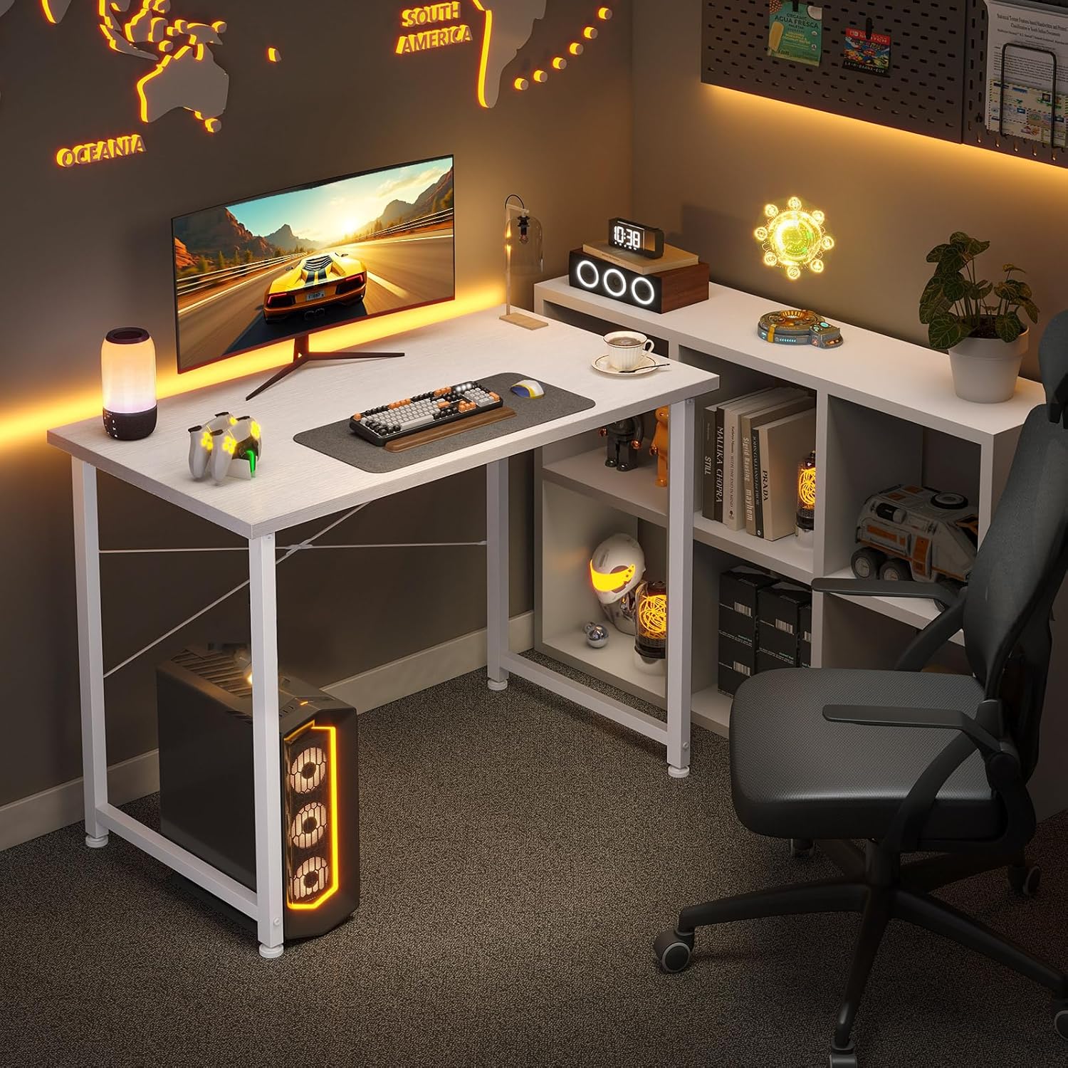 ODK - Petit bureau d'ordinateur - 80x40cm - blanc, table d'étude