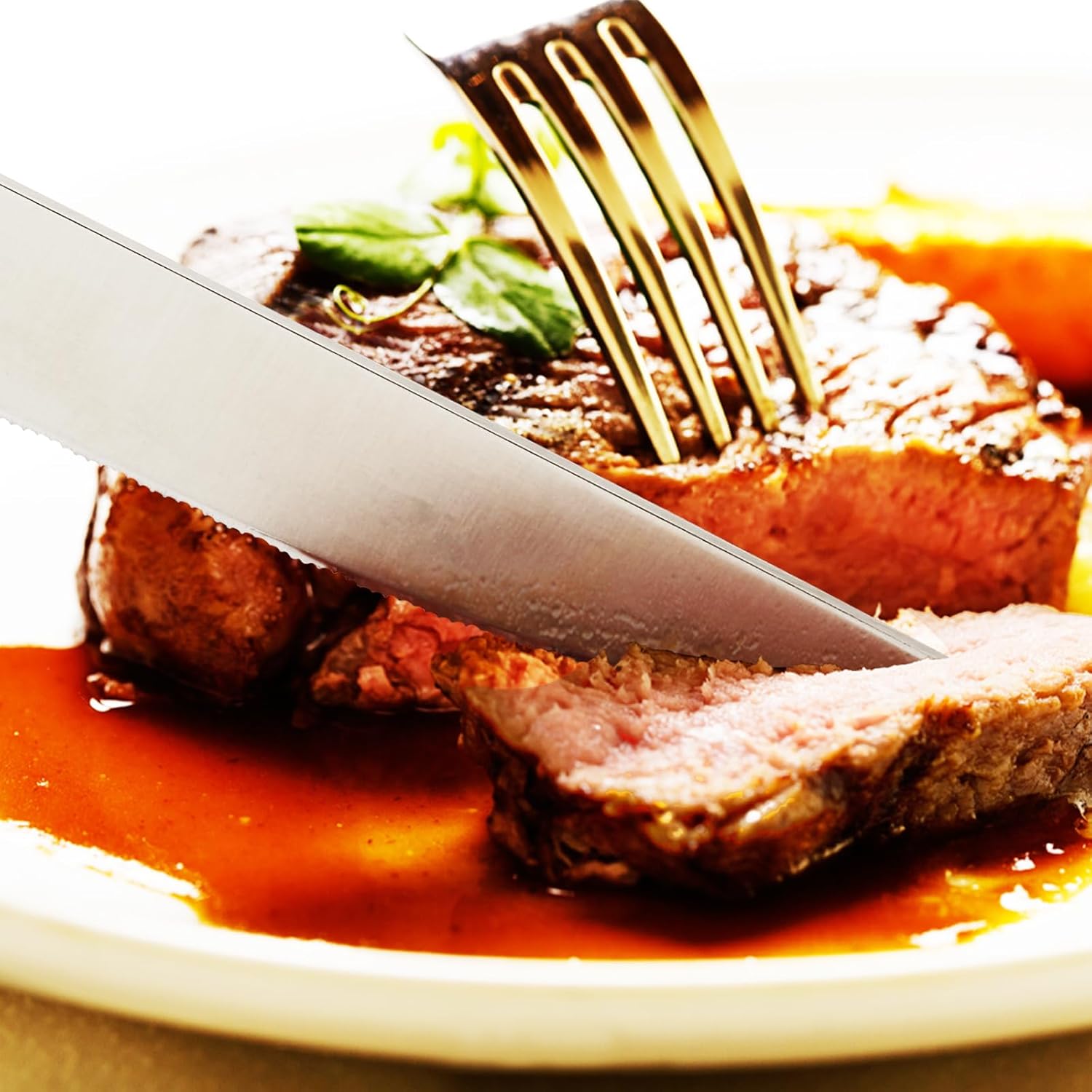 Pleafind - set de couteaux à steak inox, lame dentelée, 8 pièces