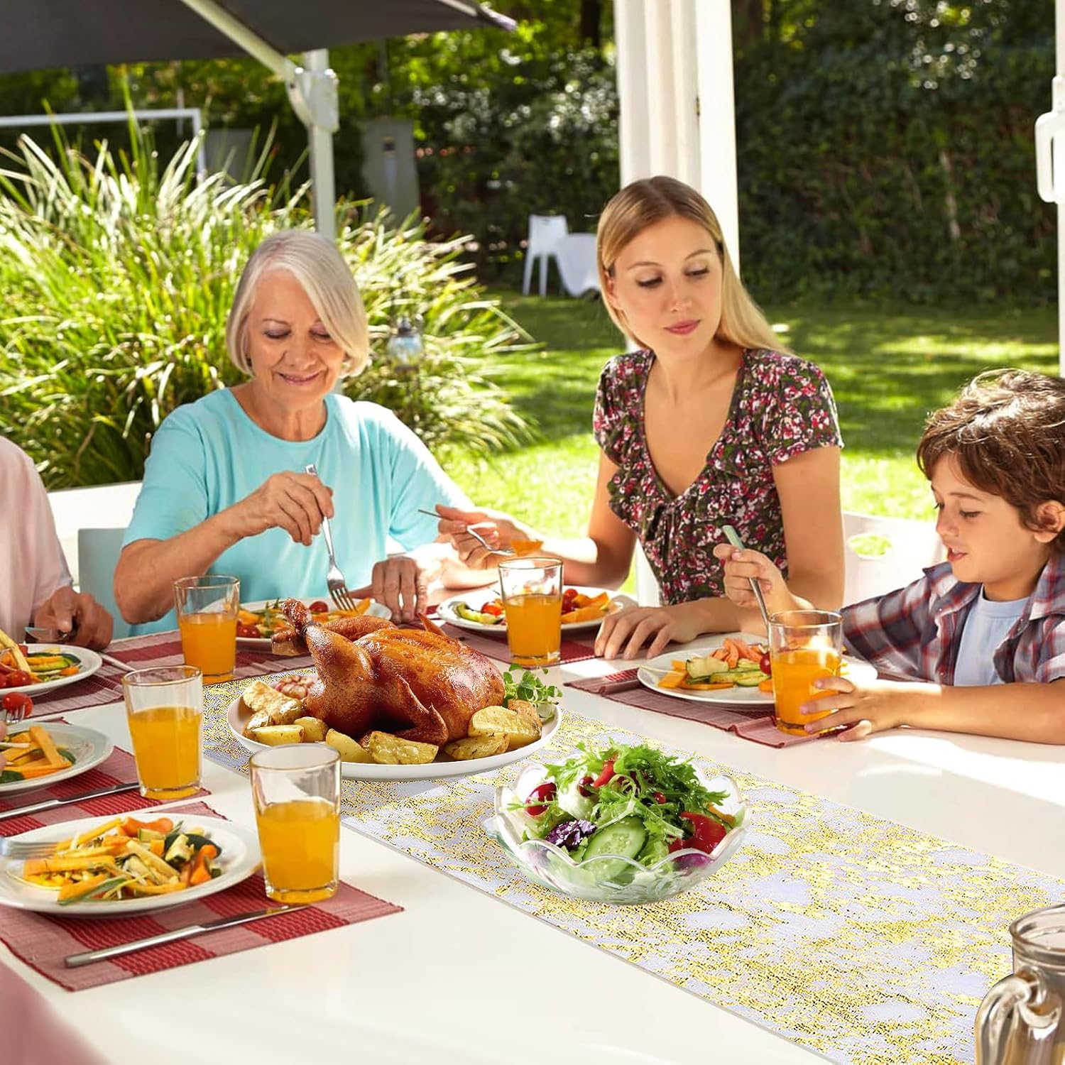 Chemin de table filet - polyester doré - 28x1000cm - Feuille d'or, déco fête