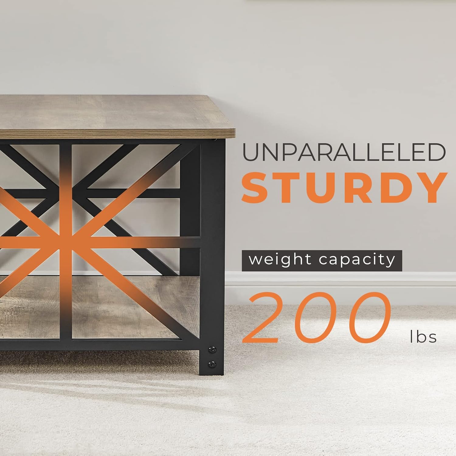 GreenForest - Table basse 2 niveaux, pieds métal, design plateau, 100x50 cm